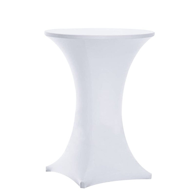 Tina's 32x43 Inch Highboy Spandex Cocktail Table Covers White, Fitted Stretch Cocktail Table Tablecloth for Round Tables - Image 1